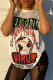 White Fashion Casual Print Basic O Neck T-Shirts