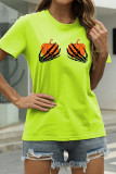 Red Fashion Casual Print Basic O Neck T-Shirts