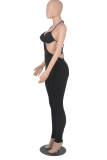 Yellow Sexy Solid Patchwork Halter Skinny Jumpsuits