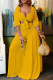 Yellow Fashion Sexy Solid Bandage V Neck Long Sleeve Two Pieces
