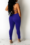 Yellow Sexy Solid Patchwork Halter Skinny Jumpsuits