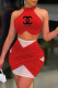 Red Fashion Casual Print Letter O Neck Sleeveless Two Pieces