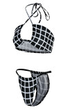 Pink Sexy Print Patchwork Swimwears