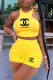 Yellow Fashion Sweet Letter O Neck Sleeveless Two Pieces