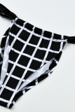 Pink Sexy Print Patchwork Swimwears