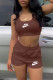 Coffee Fashion Casual Print Letter U Neck Sleeveless Two Pieces