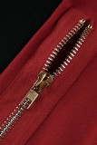 Tangerine Casual Solid Bandage Split Joint Zipper Collar Regular Jumpsuits