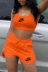 Orange Fashion Casual Print Letter U Neck Sleeveless Two Pieces