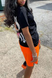 Yellow Fashion Casual Print Basic O Neck T-Shirts