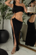 Black Sexy Solid Hollowed Out High Opening One Shoulder Irregular Dress Dresses