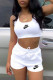 White Fashion Casual Print Letter U Neck Sleeveless Two Pieces