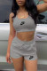 Grey Fashion Casual Print Letter U Neck Sleeveless Two Pieces