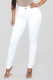 White Fashion Casual Solid Patchwork High Waist Skinny Denim Jeans
