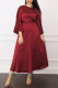 Purplish Red Casual Elegant Solid Patchwork Hot Drill O Neck A Line Dresses