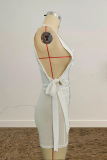 White Sexy Print Mesh U Neck Sleeveless Two Pieces