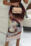 Green Casual Print Patchwork Regular High Waist Pencil Positioning Print Bottoms