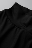 Pink Sweet Solid Patchwork Fold Half A Turtleneck Irregular Dress Dresses