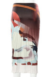 Green Casual Print Patchwork Regular High Waist Pencil Positioning Print Bottoms