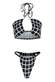 Pink Sexy Print Patchwork Swimwears