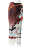 Green Casual Print Patchwork Regular High Waist Pencil Positioning Print Bottoms