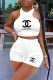 White Fashion Sweet Letter O Neck Sleeveless Two Pieces