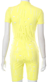Yellow Sexy Solid Patchwork Turndown Collar Skinny Rompers