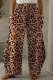 Coffee Fashion Casual Print Patchwork Pocket Regular High Waist Trousers