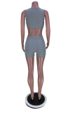 Black Casual Solid Patchwork O Neck Sleeveless Two Pieces