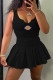 Black Fashion Sportswear Print Letter V Neck Sleeveless Two Pieces