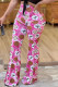 Pink Fashion Casual Print Letter High Waist Speaker Bottoms