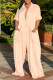 Cream White Casual Solid Patchwork Turndown Collar Loose Jumpsuits
