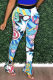 Sky Blue Fashion Casual Print Patchwork Skinny High Waist Speaker Trousers