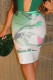 Green Casual Print Patchwork Regular High Waist Pencil Positioning Print Bottoms