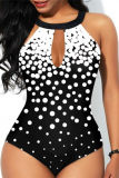 Red Fashion Sexy Print Hollowed Out Backless Swimwears (With Paddings)