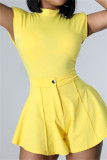 Pink Fashion Casual Solid Patchwork Half A Turtleneck Sleeveless Two Pieces