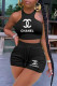 Black Fashion Sweet Letter O Neck Sleeveless Two Pieces