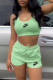 Green Fashion Casual Print Letter U Neck Sleeveless Two Pieces