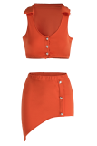 Green Sexy Solid Patchwork Turndown Collar Sleeveless Two Pieces