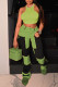 Green Casual Solid Patchwork O Neck Two Pieces