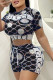 Black Fashion Casual Print Letter O Neck Short Sleeve Two Pieces