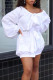 White Casual Solid Patchwork Off the Shoulder Lantern Dress Dresses