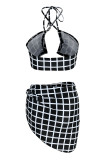 Pink Sexy Print Patchwork Swimwears