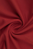 Red Fashion Sexy Solid Bandage Backless V Neck Skinny Jumpsuits