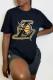 Black Fashion Street Print Patchwork O Neck T-Shirts