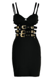 Red Fashion Sexy Solid Hollowed Out Patchwork Backless Spaghetti Strap Sleeveless Dress Dresses