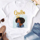 White Blue Fashion Casual Print Basic O Neck T-Shirts