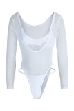 White Fashion Sexy Solid Hollowed Out See-through Swimwears