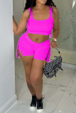 Light Color Sexy Solid Hollowed Out Square Collar Sleeveless Two Pieces