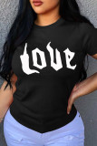 Red Fashion Casual Letter Print Basic O Neck T-Shirts