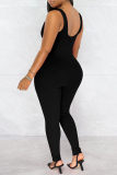 Pink Fashion Casual Solid Basic U Neck Skinny Jumpsuits